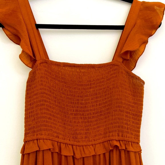 Nanette Lepore RustSmocked Maxi Dress with Flutter Straps - Picture 6 of 7